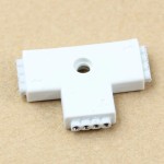 Conector FEMALE, cu 4 pini, pentru benzile led multicolore, RGB, 3 porturi, forma de T